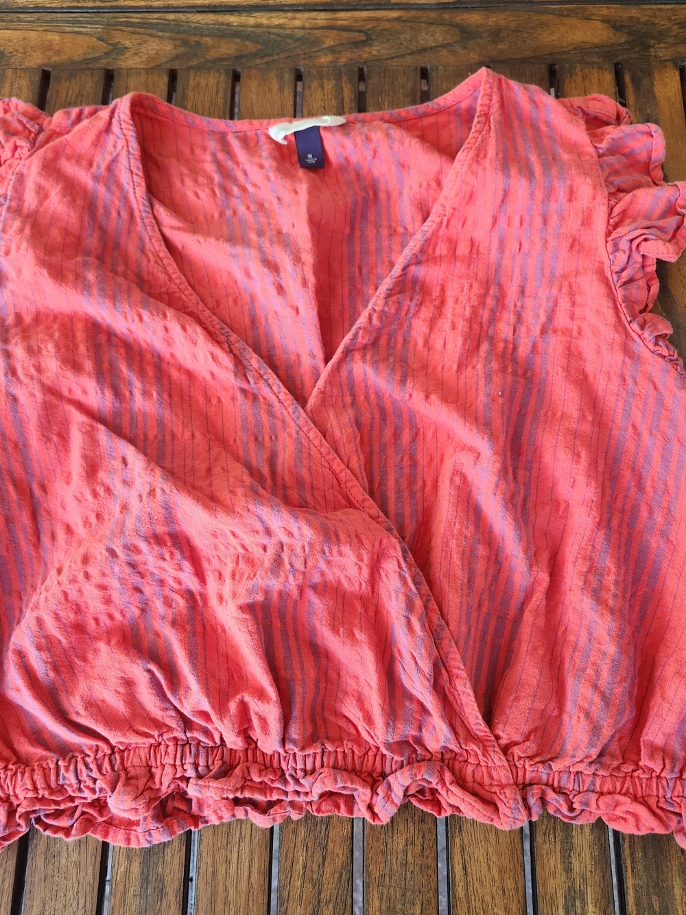 Women's Universal Thread Cropped Wrap Top Red & Blue Size XL Lightweight Flutter
